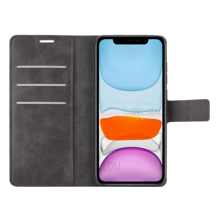 Wallet Stand Leather Mobile Phone Cover for iPhone 12 Max 6.1 inch - Black-2