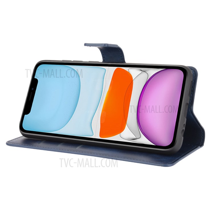 Wallet Stand Leather Mobile Phone Cover for iPhone 12 - Blue-2