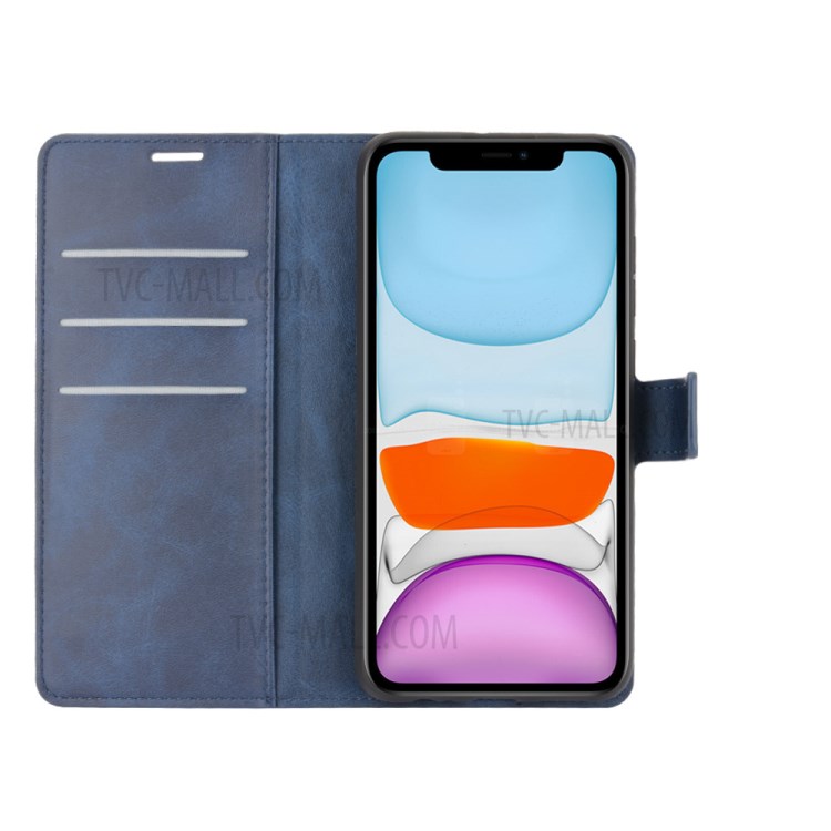 Wallet Stand Leather Mobile Phone Cover for iPhone 12 - Blue-4