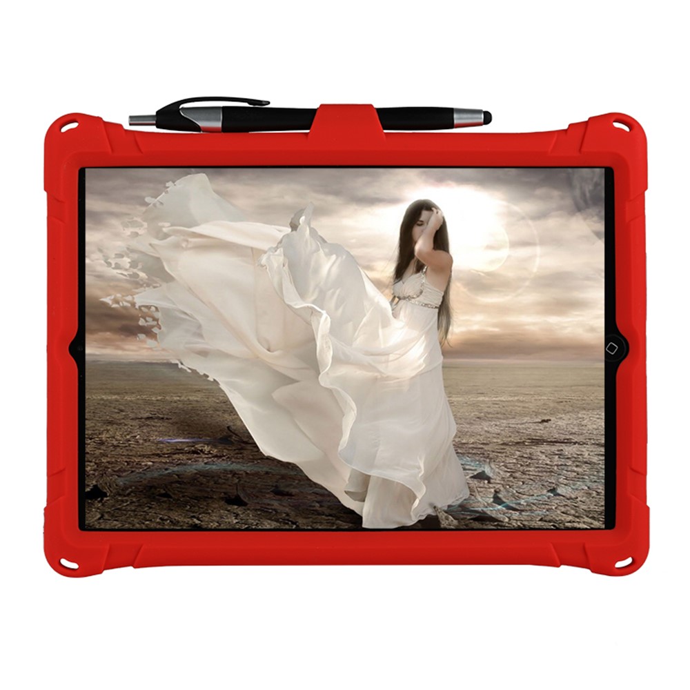 Kickstand PC Soft Silicone Case with Hanging Rope for Apple iPad 9.7-inch (2018)/ iPad 9.7-inch (2017) / iPad 5 / iPad 6 - Red-3