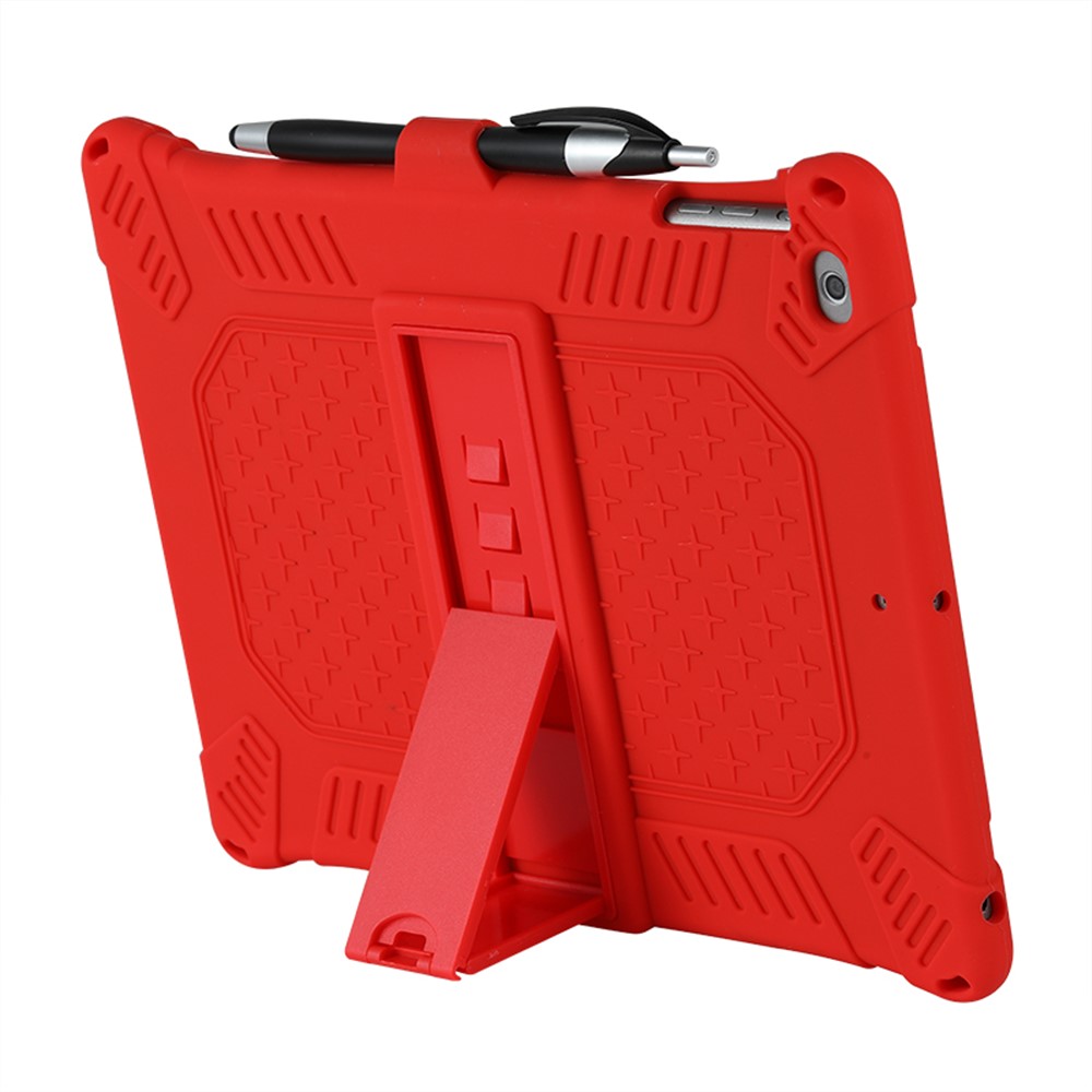 Kickstand PC Soft Silicone Case with Hanging Rope for Apple iPad 9.7-inch (2018)/ iPad 9.7-inch (2017) / iPad 5 / iPad 6 - Red-4