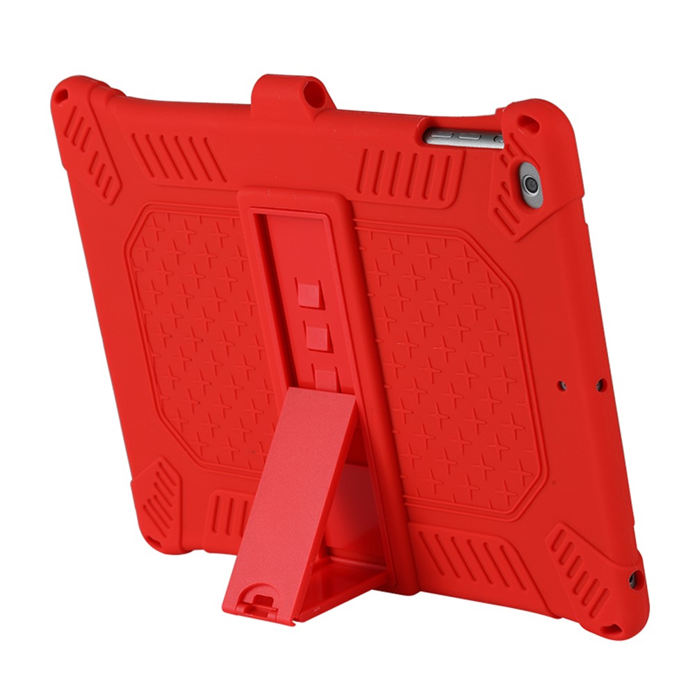 Kickstand PC Soft Silicone Case with Hanging Rope for Apple iPad 9.7-inch (2018)/ iPad 9.7-inch (2017) / iPad 5 / iPad 6 - Red-5