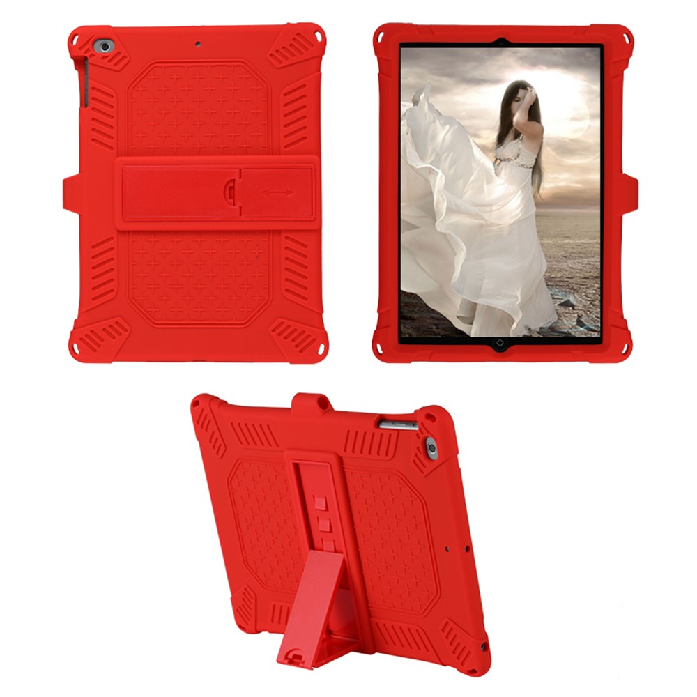 Kickstand PC Soft Silicone Case with Hanging Rope for Apple iPad 9.7-inch (2018)/ iPad 9.7-inch (2017) / iPad 5 / iPad 6 - Red-8