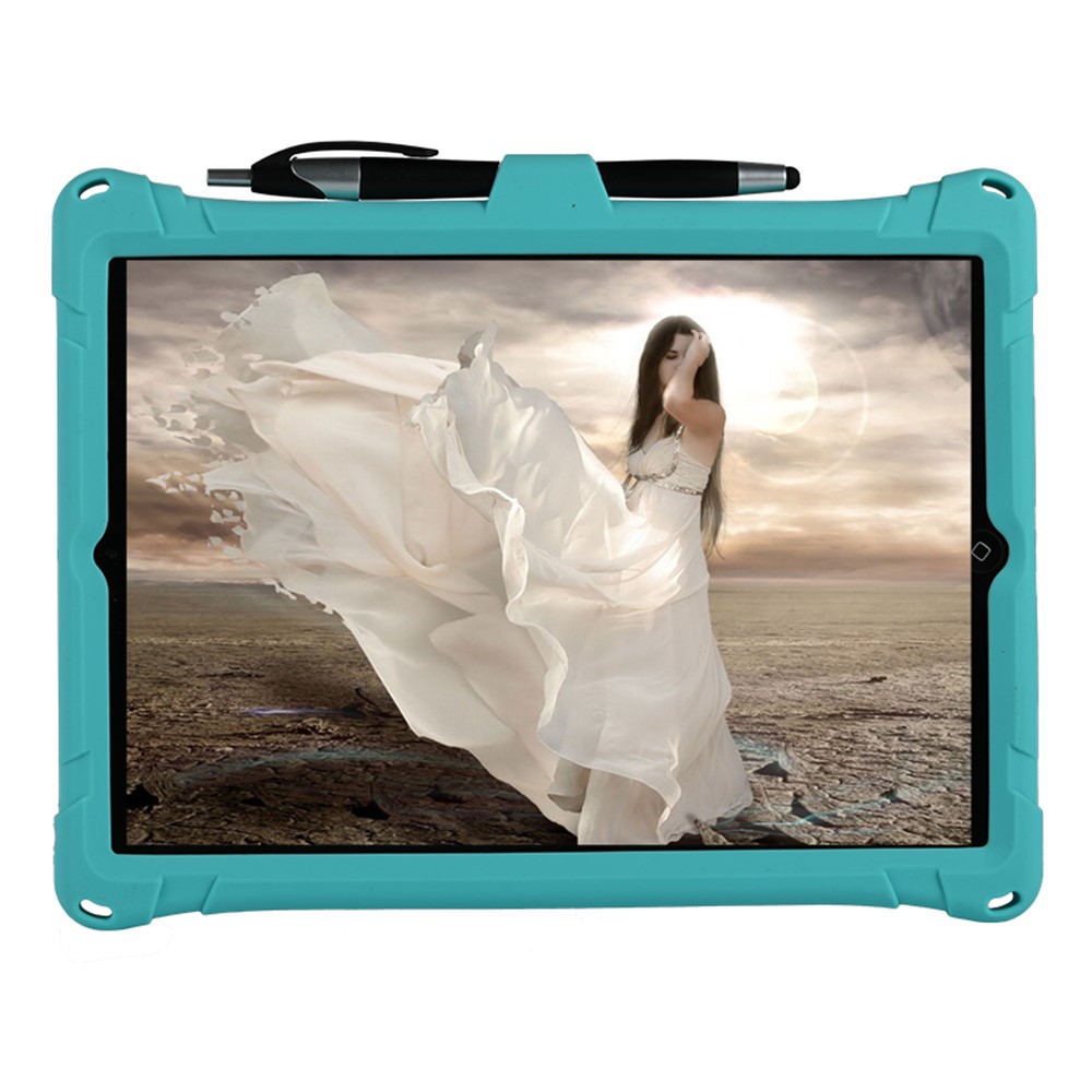 Kickstand PC Soft Silicone Case with Hanging Rope for Apple iPad 9.7-inch (2018)/ iPad 9.7-inch (2017) / iPad 5 / iPad 6 - Cyan-3