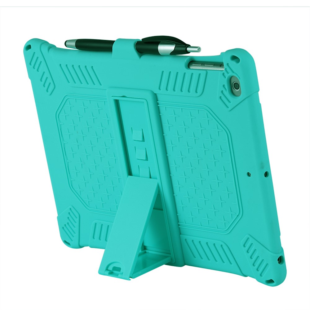 Kickstand PC Soft Silicone Case with Hanging Rope for Apple iPad 9.7-inch (2018)/ iPad 9.7-inch (2017) / iPad 5 / iPad 6 - Cyan-4