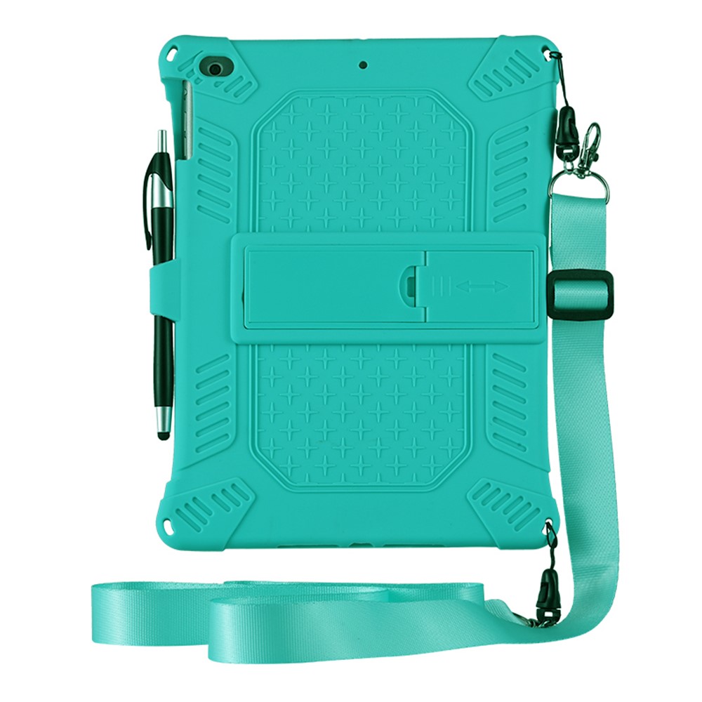 Kickstand PC Soft Silicone Case with Hanging Rope for Apple iPad 9.7-inch (2018)/ iPad 9.7-inch (2017) / iPad 5 / iPad 6 - Cyan-6