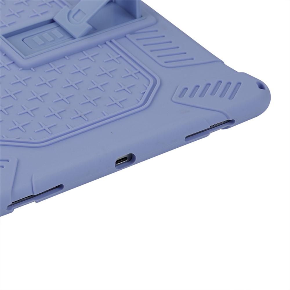 Caixa de Silicone Macio do Kickstand PC Com Corda Pendurada Para Ipad Pro 12,9 Polegadas (2021) (2020) / Ipad Pro 12,9 Polegadas (2018) - Roxo