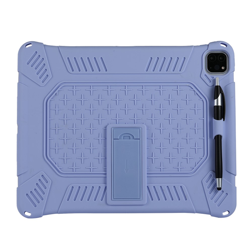 Custodia in Silicone Morbido PC Kickstand Con Corda Sospesa Per Ipad Pro 12,9 Pollici (2021) (2020) / Ipad Pro 12,9 Pollici (2018) - Viola