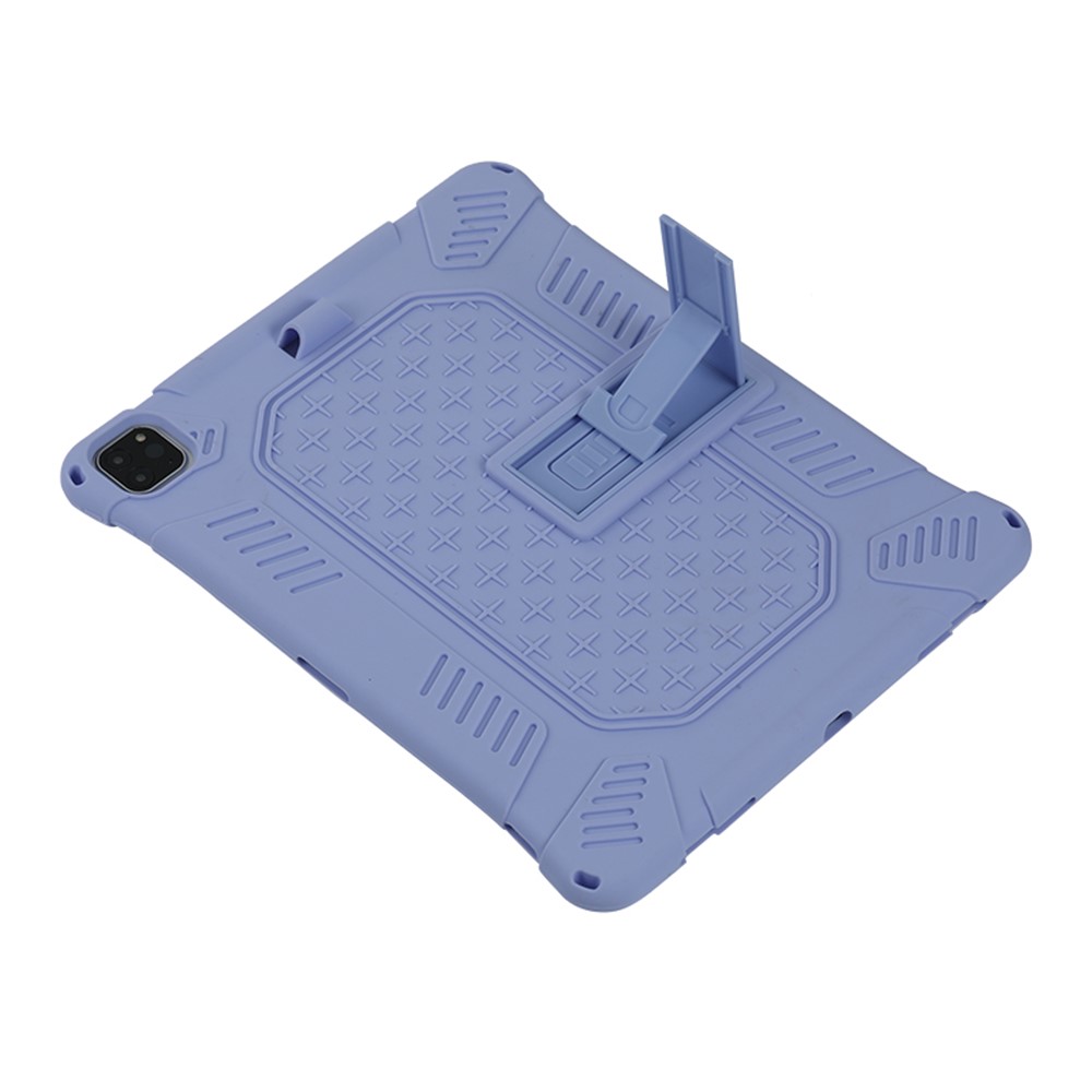 Caixa de Silicone Macio do Kickstand PC Com Corda Pendurada Para Ipad Pro 12,9 Polegadas (2021) (2020) / Ipad Pro 12,9 Polegadas (2018) - Roxo