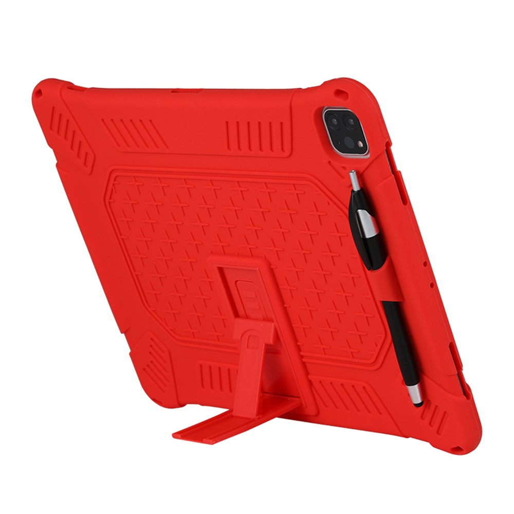 Kickstand PC Soft Silicone Case with Hanging Rope for iPad Pro 12.9-inch (2020) / iPad Pro 12.9-inch (2018) - Red-4