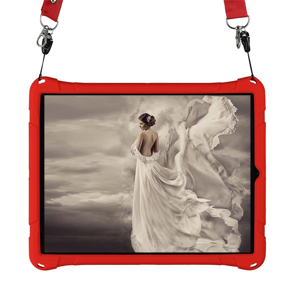 Kickstand PC Soft Silicone Case with Hanging Rope for iPad Pro 12.9-inch (2020) / iPad Pro 12.9-inch (2018) - Red-7