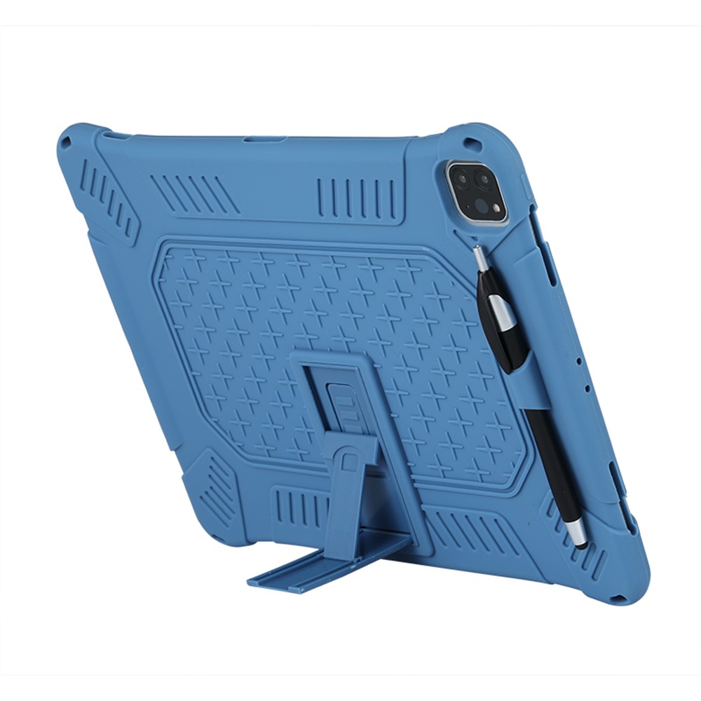 Kickstand PC Soft Silicone Case with Hanging Rope for iPad Pro 12.9-inch (2020) / iPad Pro 12.9-inch (2018) - Blue-4