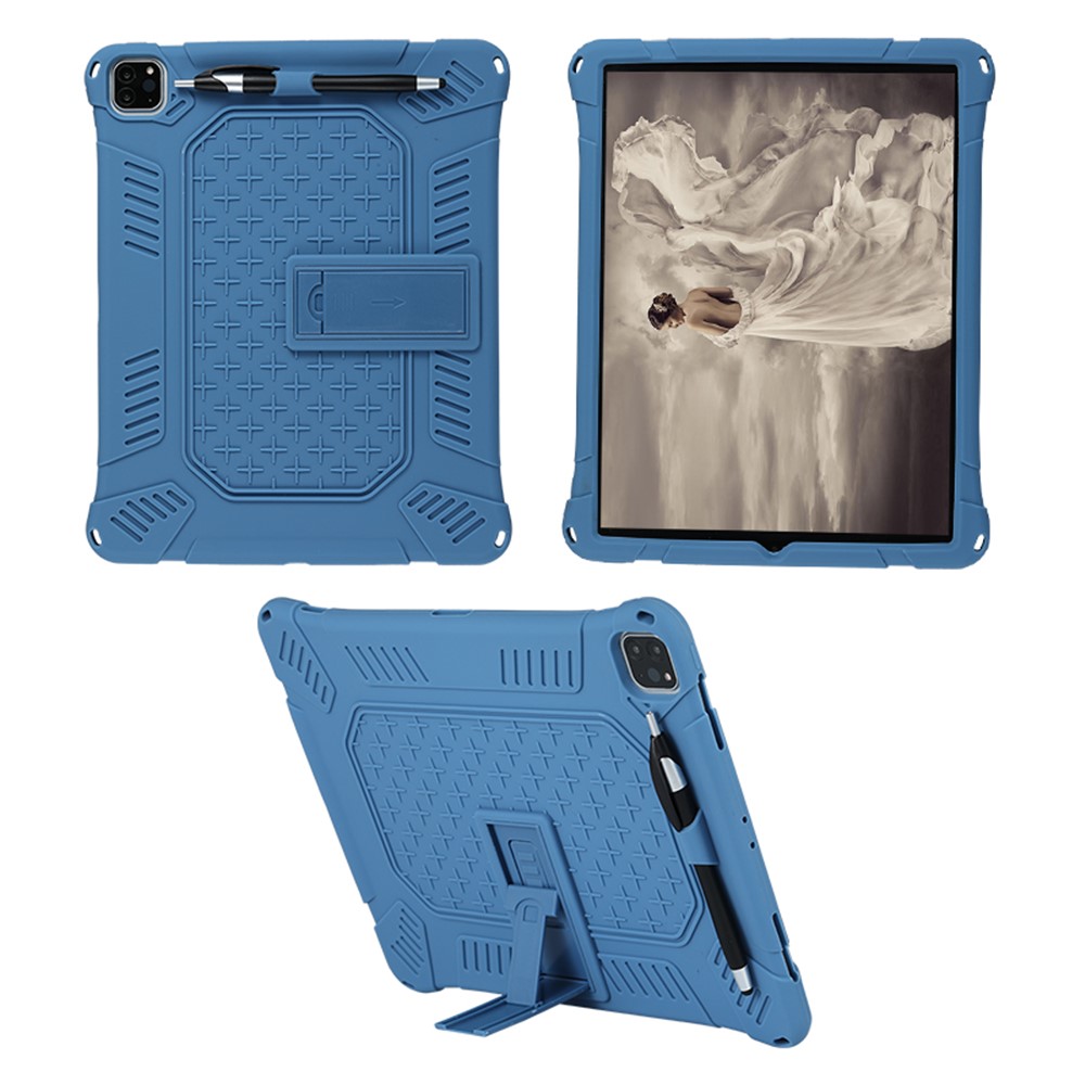 Kickstand PC Soft Silicone Case with Hanging Rope for iPad Pro 12.9-inch (2020) / iPad Pro 12.9-inch (2018) - Blue-8