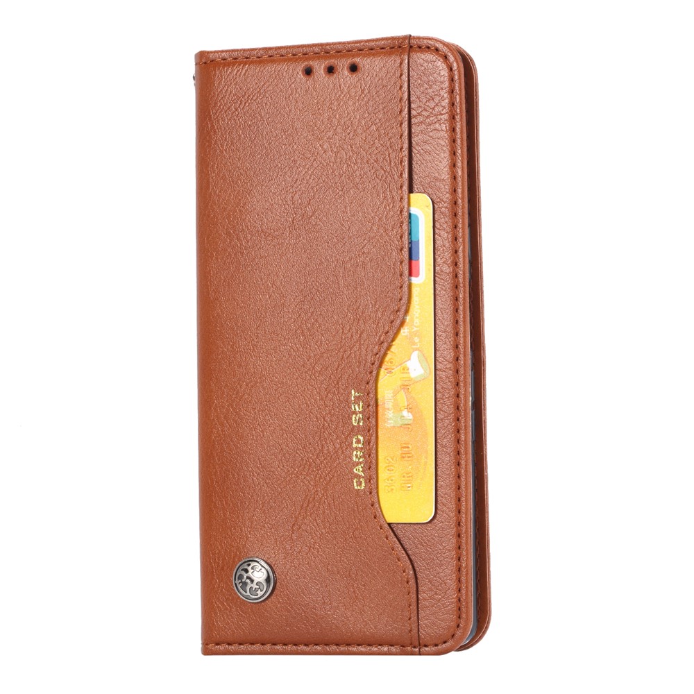 Classic Auto-absorbed Leather Wallet Phone Shell for iPhone 12 Pro Max 6.7 inch - Brown-2