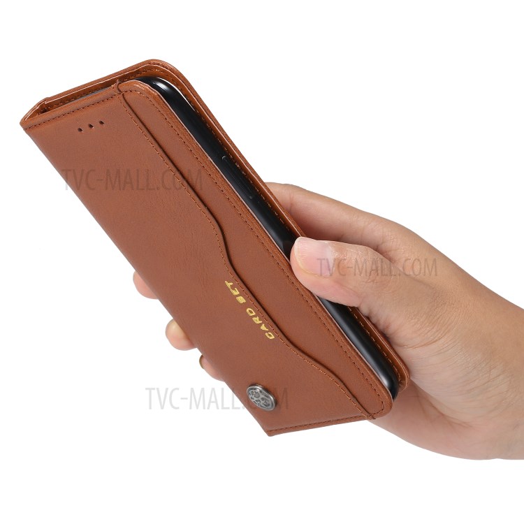 Classic Auto-absorbed Leather Wallet Case with Stand for iPhone 12 5.4 inch - Brown-6