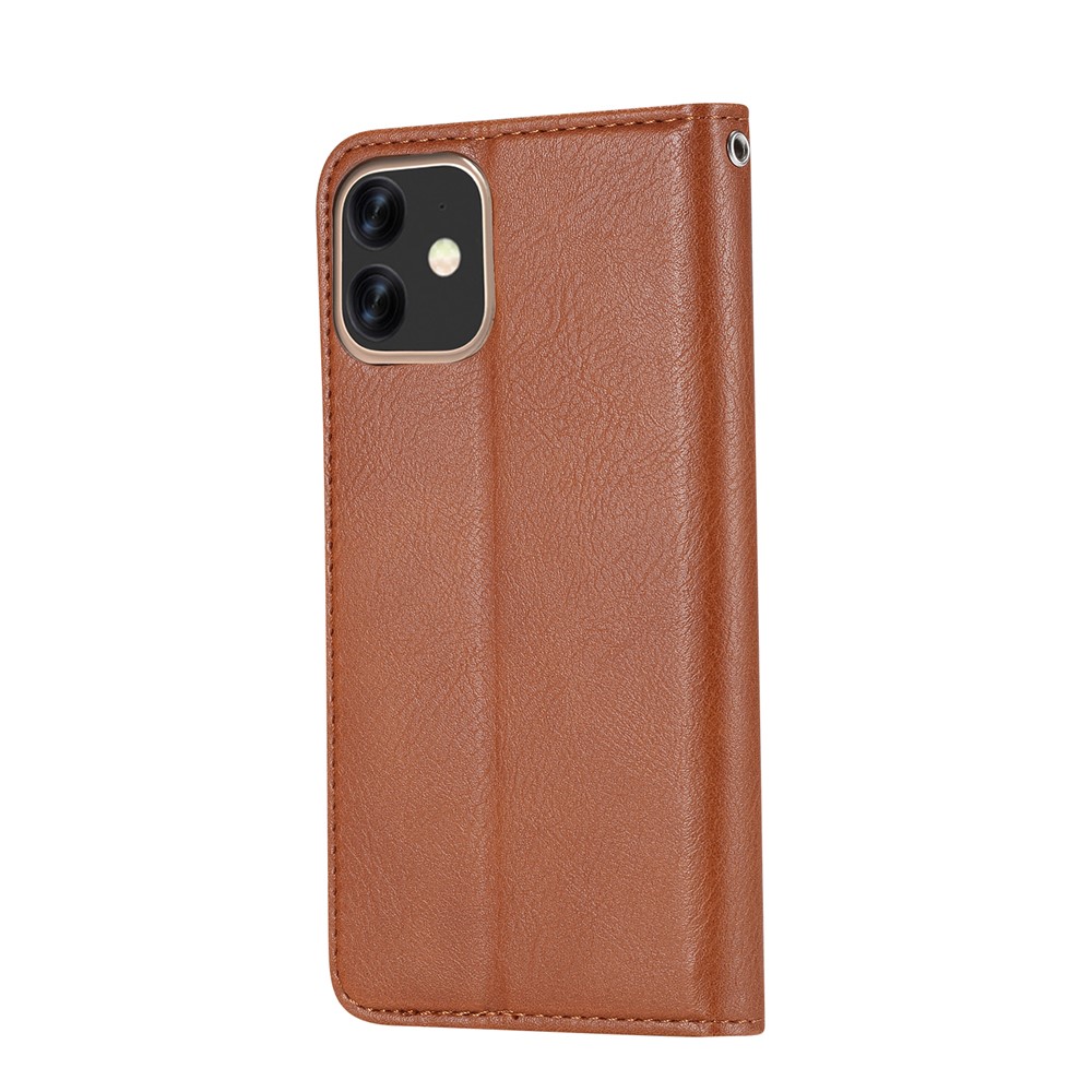 Classic Auto-absorbed Leather Wallet Cover with Stand for iPhone 12 Max/Pro 6.1 inch - Brown-2