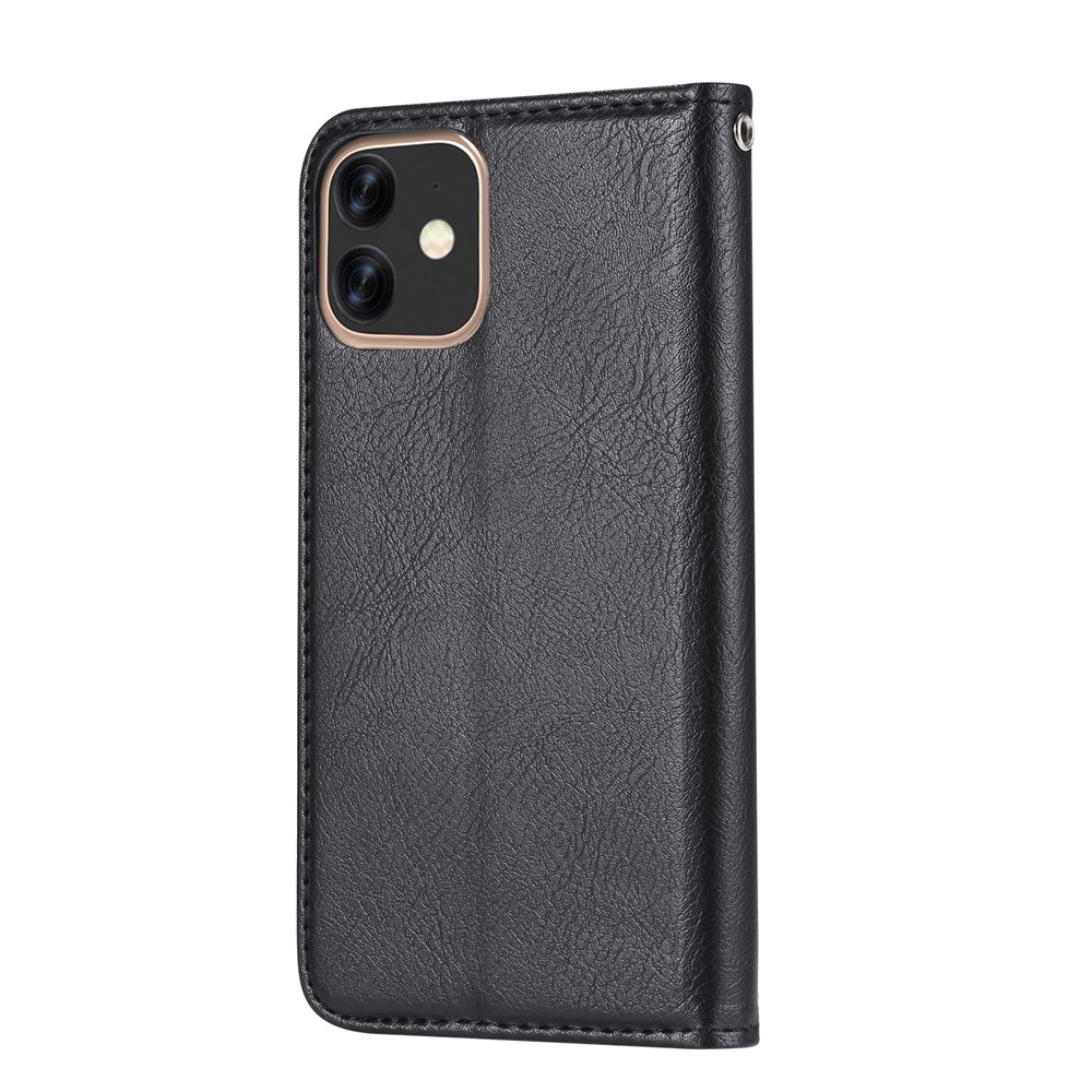 Klassische, Automatisch Absorbierte Leder-Brieftaschenabdeckung Mit Stand Für IPhone 12 Pro/12 - Schwarz