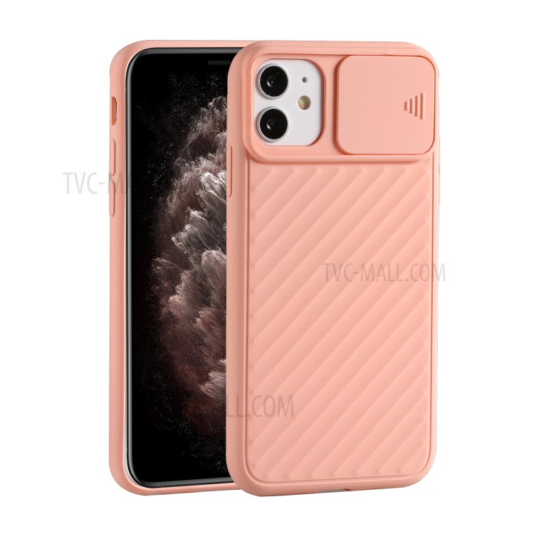 Soft TPU Case with Slide Camera Cover for iPhone 12 mini - Pink-1