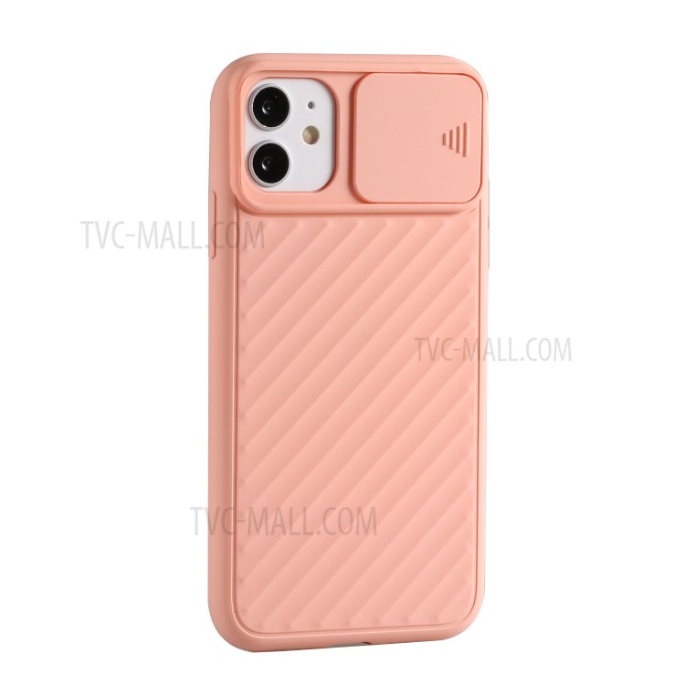 Soft TPU Case with Slide Camera Cover for iPhone 12 mini - Pink-2