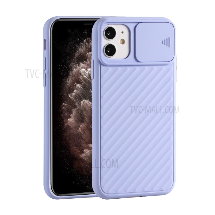 Soft TPU Case with Slide Camera Cover for iPhone 12 mini - Purple-1