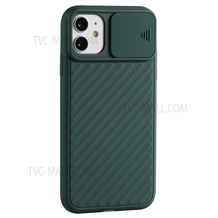Flexible TPU Shell with Slide Camera Cover for iPhone 12 Pro/12 - Green-2