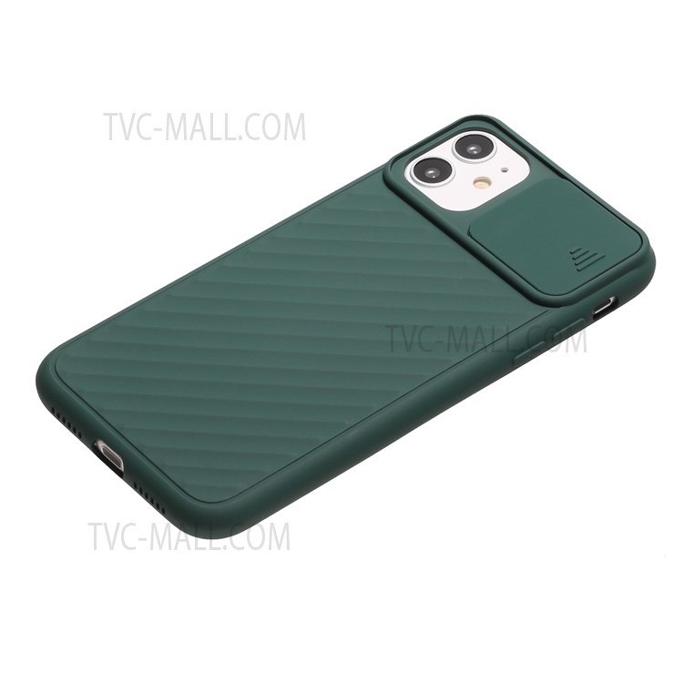Flexible TPU Shell with Slide Camera Cover for iPhone 12 Pro/12 - Green-3