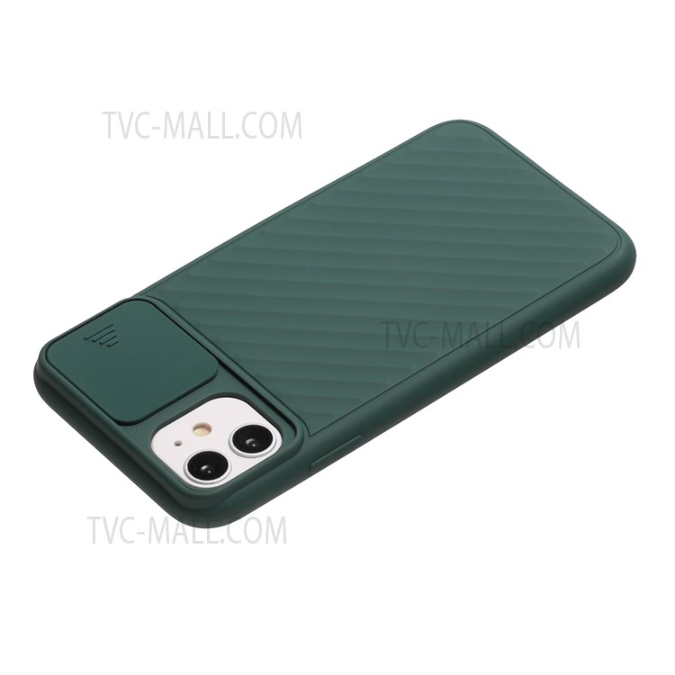Flexible TPU Shell with Slide Camera Cover for iPhone 12 Pro/12 - Green-4