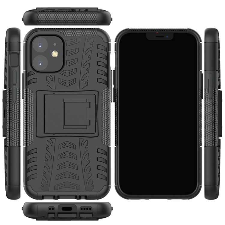 Cool Tyre PC + TPU Combo Shell with Kickstand Cover for iPhone 12 5.4-inch - Black-2