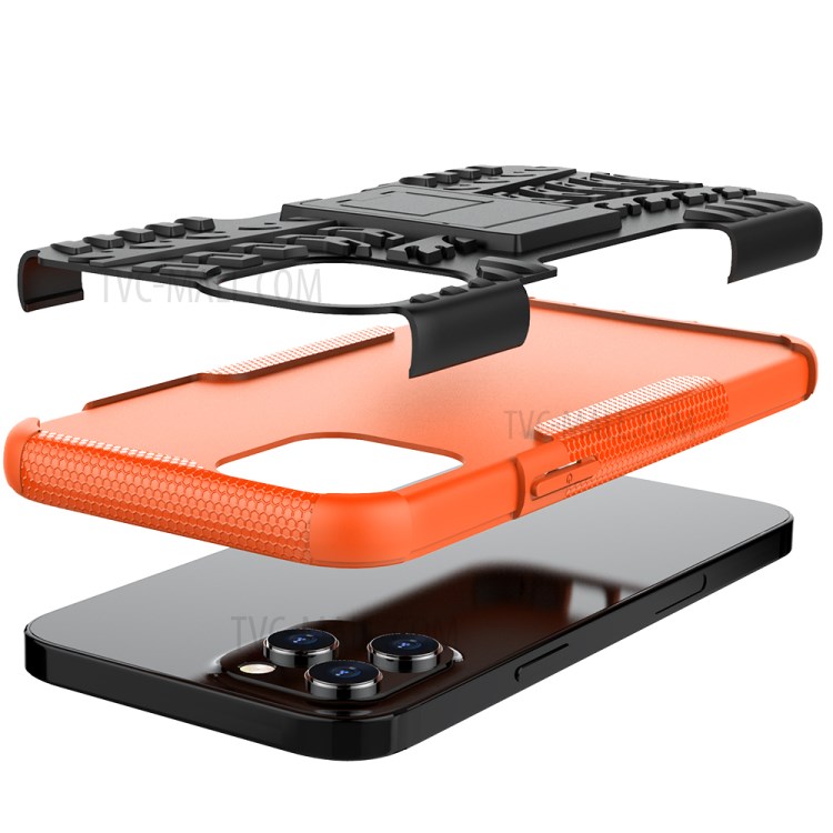 Cool Tyre Hybrid PC + TPU Phone Case with Kickstand for iPhone 12 Pro Max 6.7 inch - Orange-6