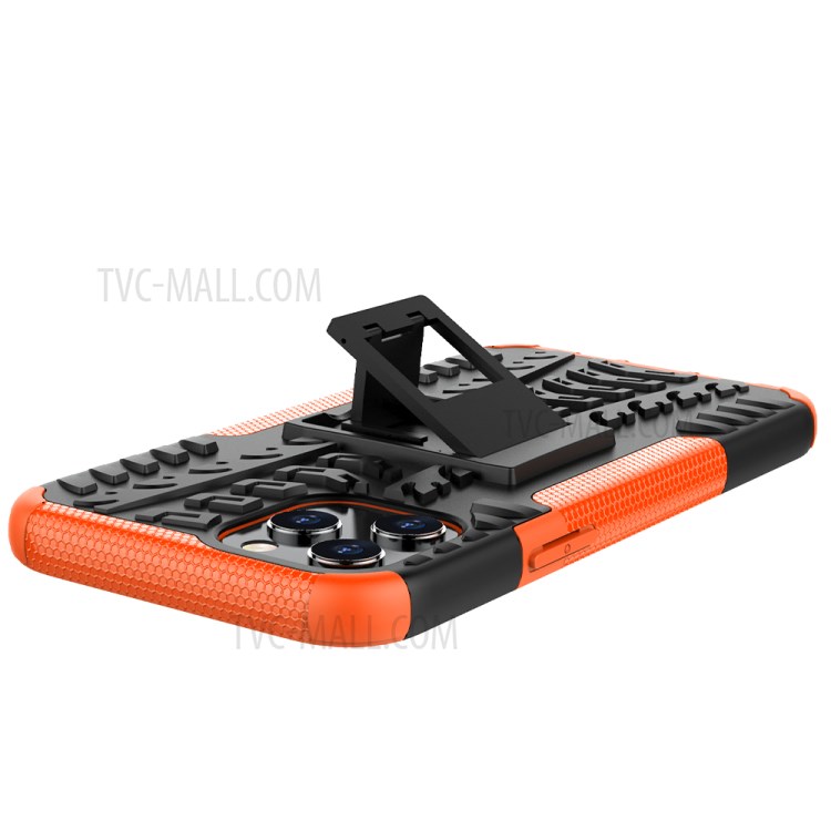 Cool Tyre Hybrid PC + TPU Phone Case with Kickstand for iPhone 12 Pro Max 6.7 inch - Orange-7