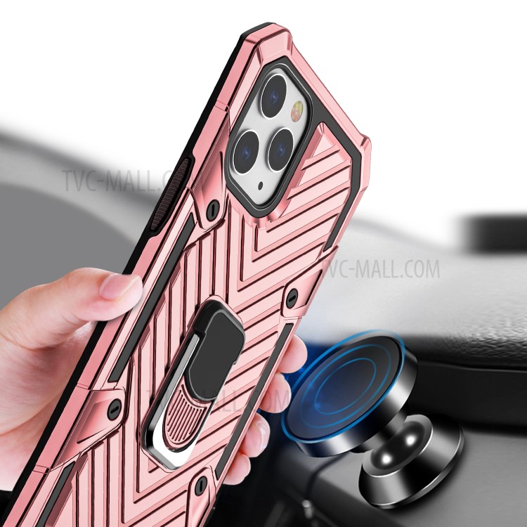 Rotatable Finger Ring Kickstand PC + TPU Hybrid Case for iPhone 12 Pro Max 6.7 inch - Rose Gold-2