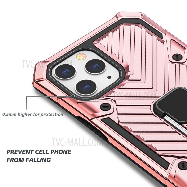 Rotatable Finger Ring Kickstand PC + TPU Hybrid Case for iPhone 12 Pro Max 6.7 inch - Rose Gold-5