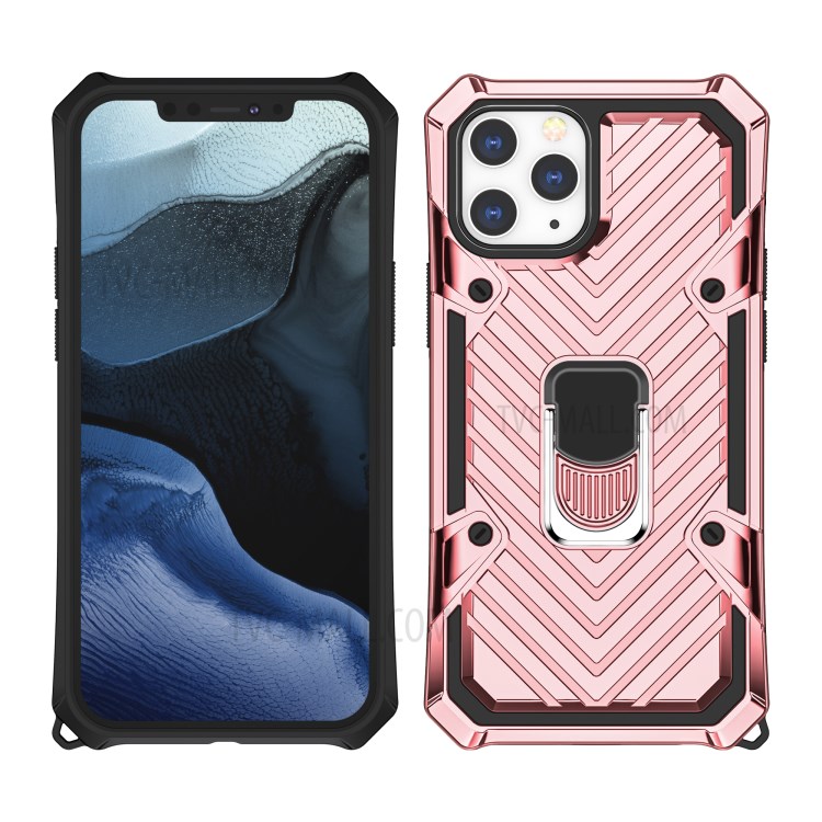 Rotatable Finger Ring Kickstand PC + TPU Hybrid Case for iPhone 12 Pro Max 6.7 inch - Rose Gold-6