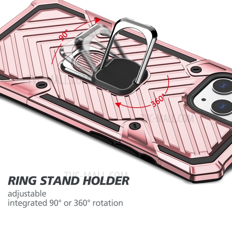 Rotatable Finger Ring Kickstand PC + TPU Hybrid Case for iPhone 12 Pro Max 6.7 inch - Rose Gold-7
