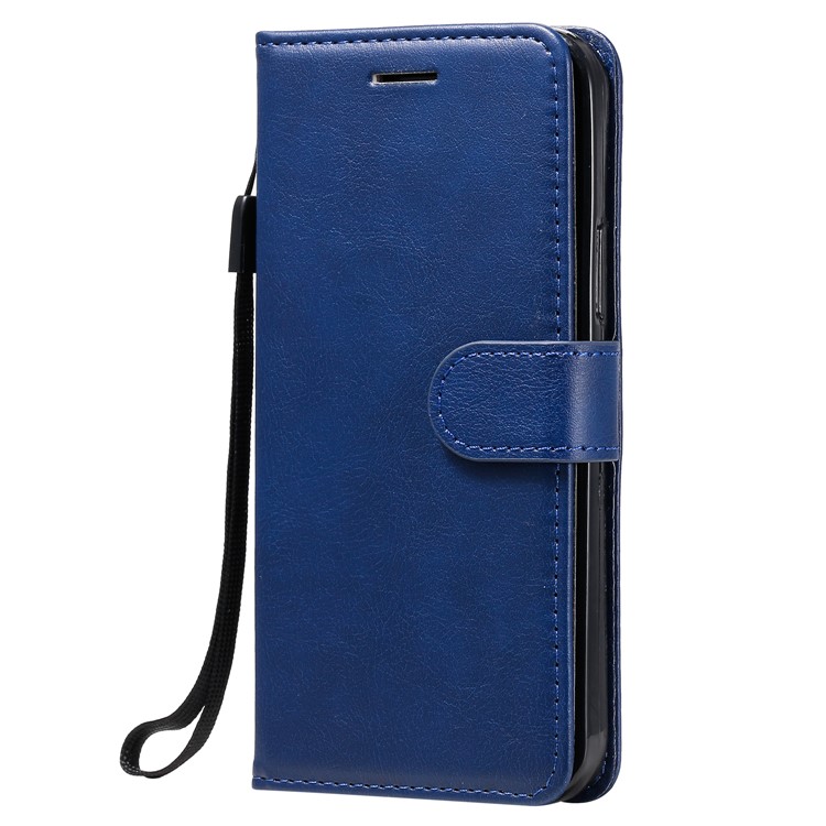 Solid Color Wallet Stand Leather Case with Strap for iPhone 12 Pro 6.1 inch - Blue-2