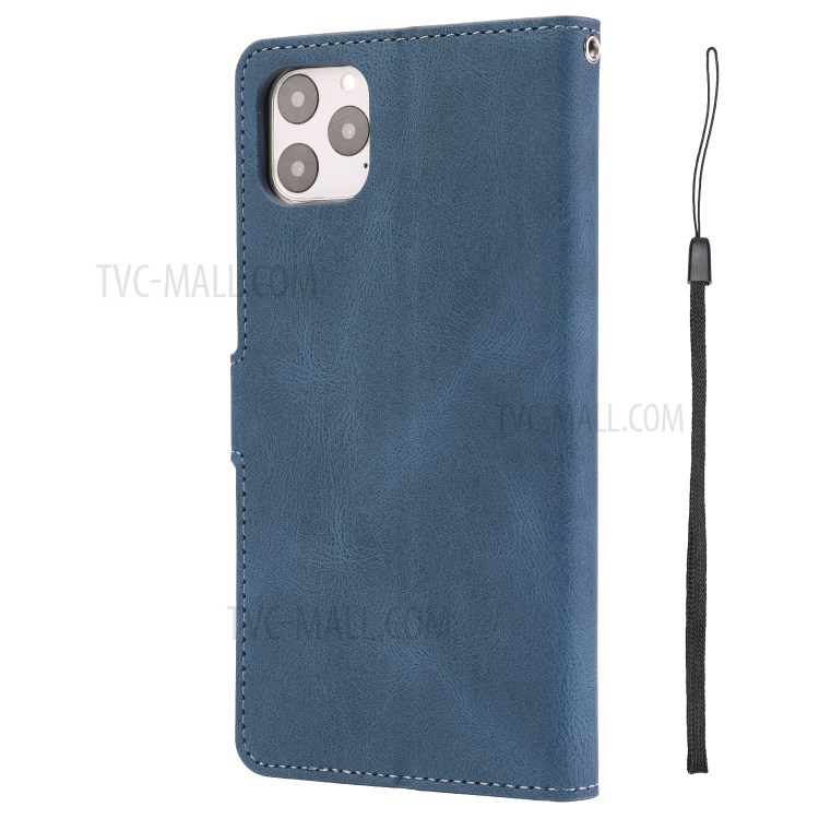 Classic Style Leather Wallet Stand Phone Cover Case for iPhone 12 Pro Max 6.7-inch - Blue-10