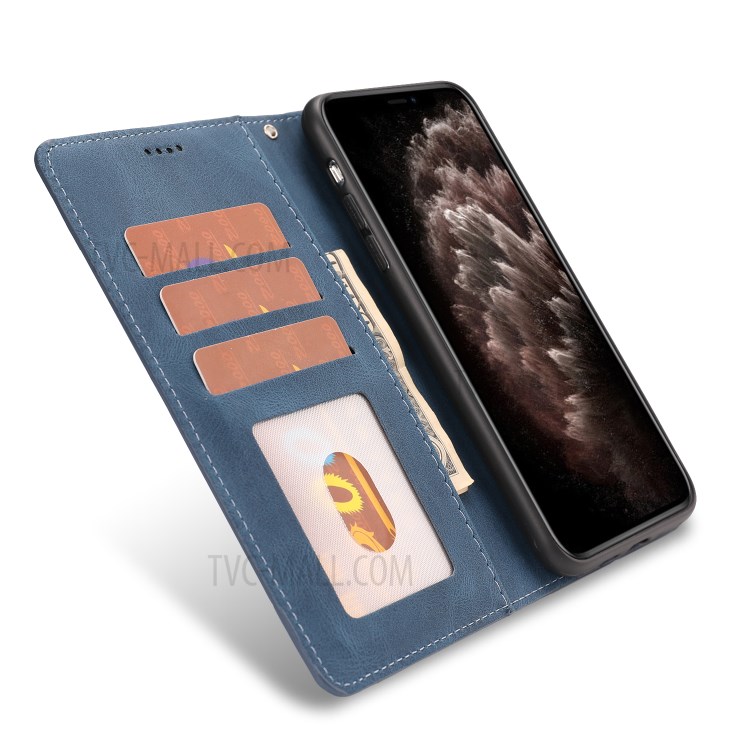 Classic Style Leather Wallet Stand Phone Cover Case for iPhone 12 Pro Max 6.7-inch - Blue-11
