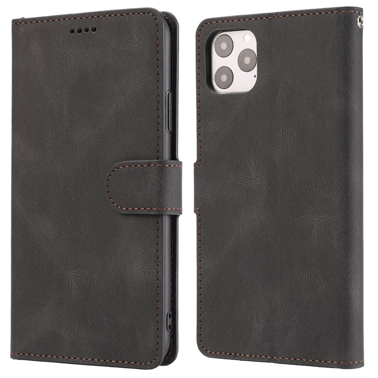 Classic Style Leather Wallet Stand Phone Cover Case for iPhone 12 Max / iPhone 12 Pro 6.1-inch - Black-2