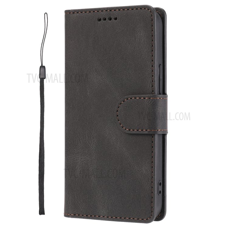 Classic Style Leather Wallet Stand Phone Cover Case for iPhone 12 5.4-inch - Black-9