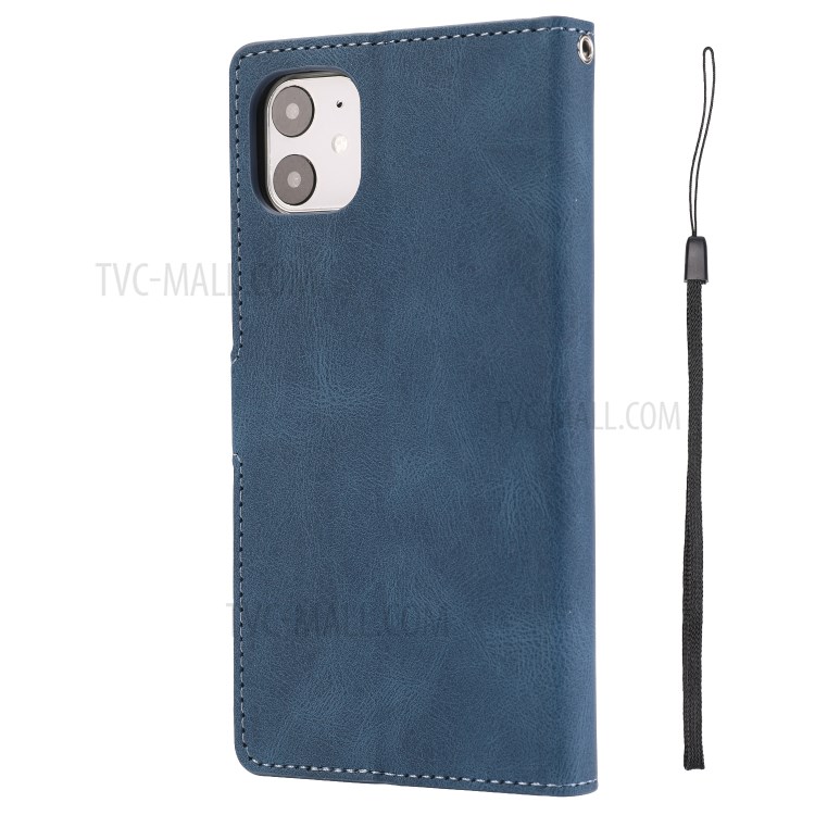 Classic Style Leather Wallet Stand Phone Cover Case for iPhone 11 6.1-inch - Blue-10