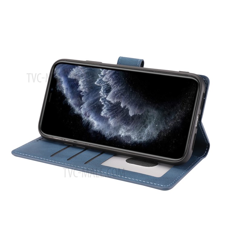Classic Style Leather Wallet Stand Phone Cover Case for iPhone 11 6.1-inch - Blue-12
