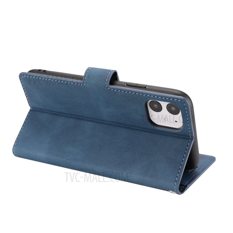 Classic Style Leather Wallet Stand Phone Cover Case for iPhone 11 6.1-inch - Blue-13