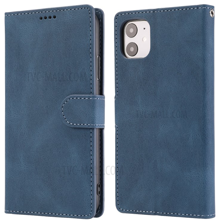 Classic Style Leather Wallet Stand Phone Cover Case for iPhone 11 6.1-inch - Blue-2