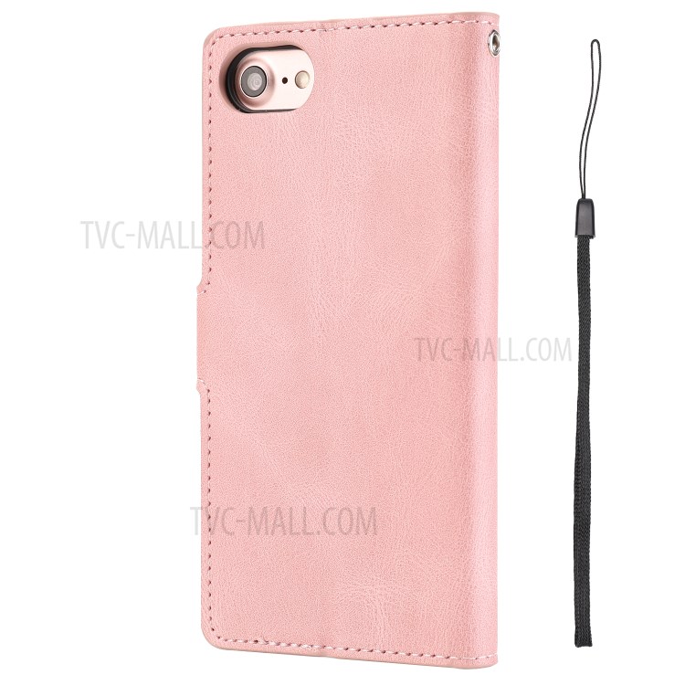 Classic Style Leather Wallet Stand Phone Cover Case for iPhone SE (2nd Generation) / 8 / 7 4.7-inch - Pink-10
