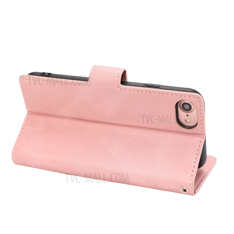 Classic Style Leather Wallet Stand Phone Cover Case for iPhone SE (2nd Generation) / 8 / 7 4.7-inch - Pink-13