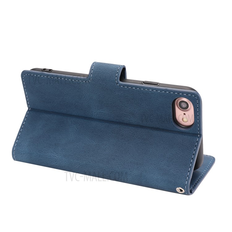Couverture De Téléphone Stand Portefeuille En Cuir De Style Classique Pour L'iphone Se (2ème Génération) / 8 / 7 4,7 Pouces - Bleu-13