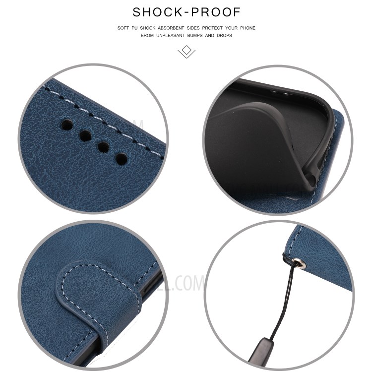 Couverture De Téléphone Stand Portefeuille En Cuir De Style Classique Pour L'iphone Se (2ème Génération) / 8 / 7 4,7 Pouces - Bleu-8