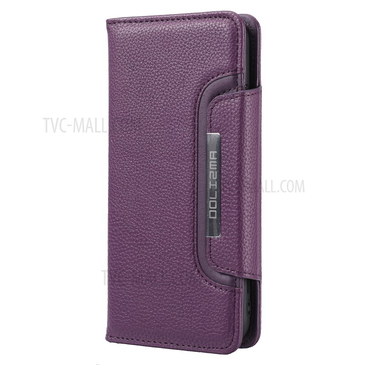 Litchi Skin Leather Cover + Detachable 2 in 1 TPU Shell for iPhone 12 Pro Max 6.7 inch - Purple-2
