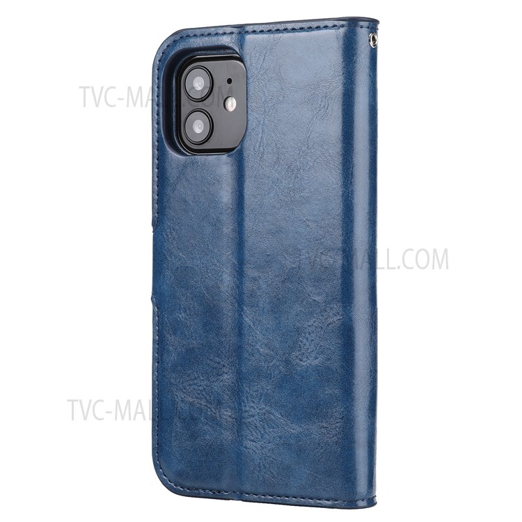 Crazy Horse Skin Unique Leather Case Cover for iPhone 12 mini - Blue-3