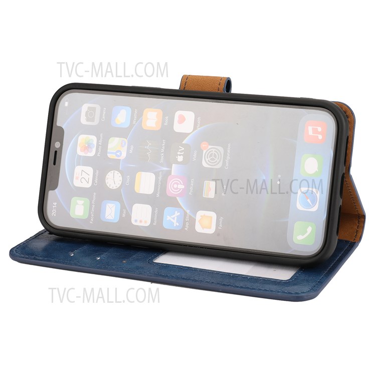 Crazy Horse Skin Unique Leather Case Cover for iPhone 12 mini - Blue-4